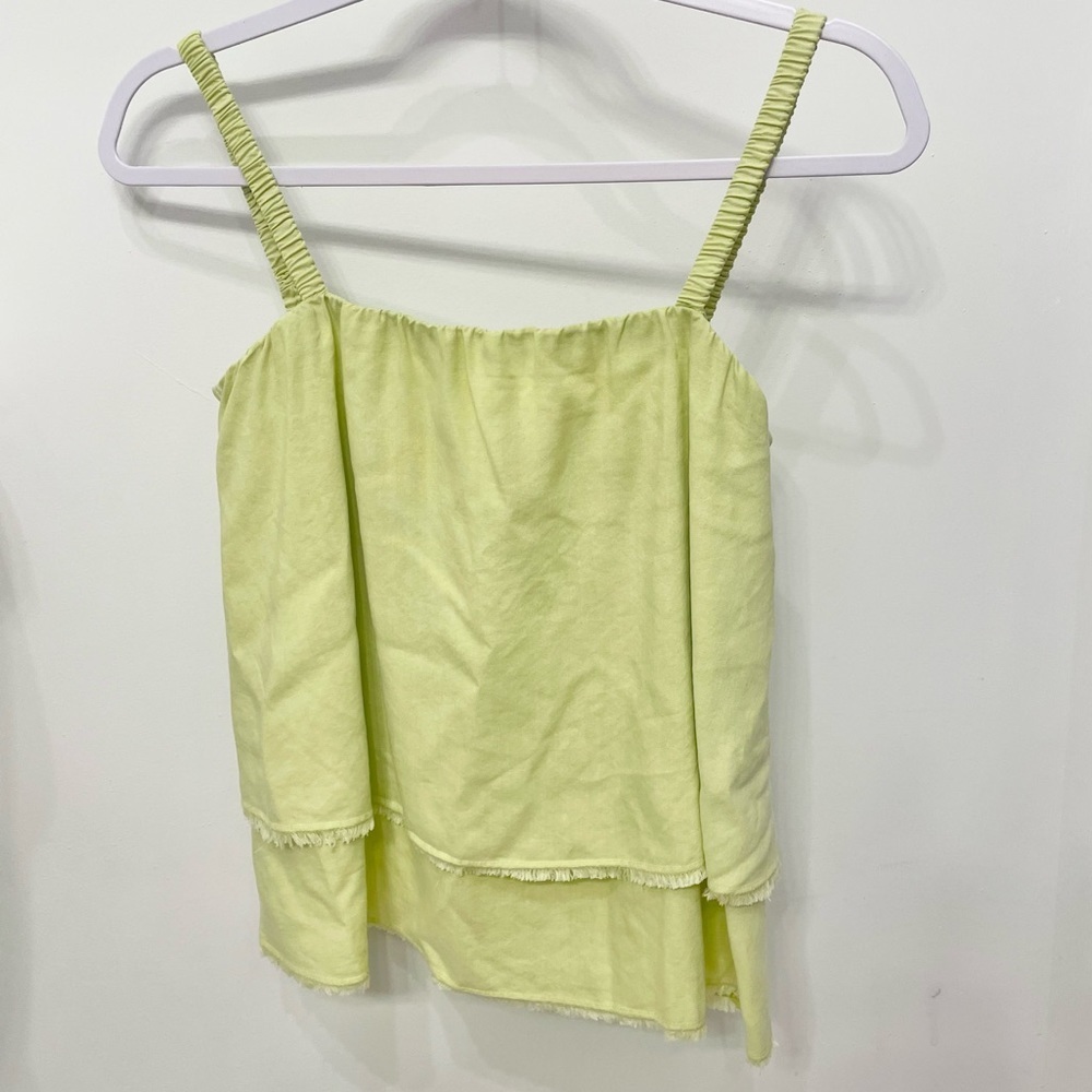 NWOT Bella Dahl layered frayed tank top neon green XS